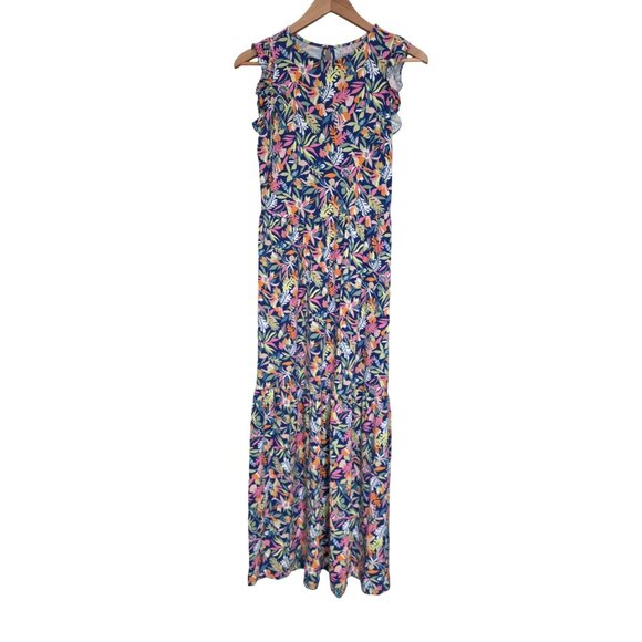 Women's - LOFT Beach Floral Ruffle Sleeve Maxi Dress, Size Small - Picture 2 of 10